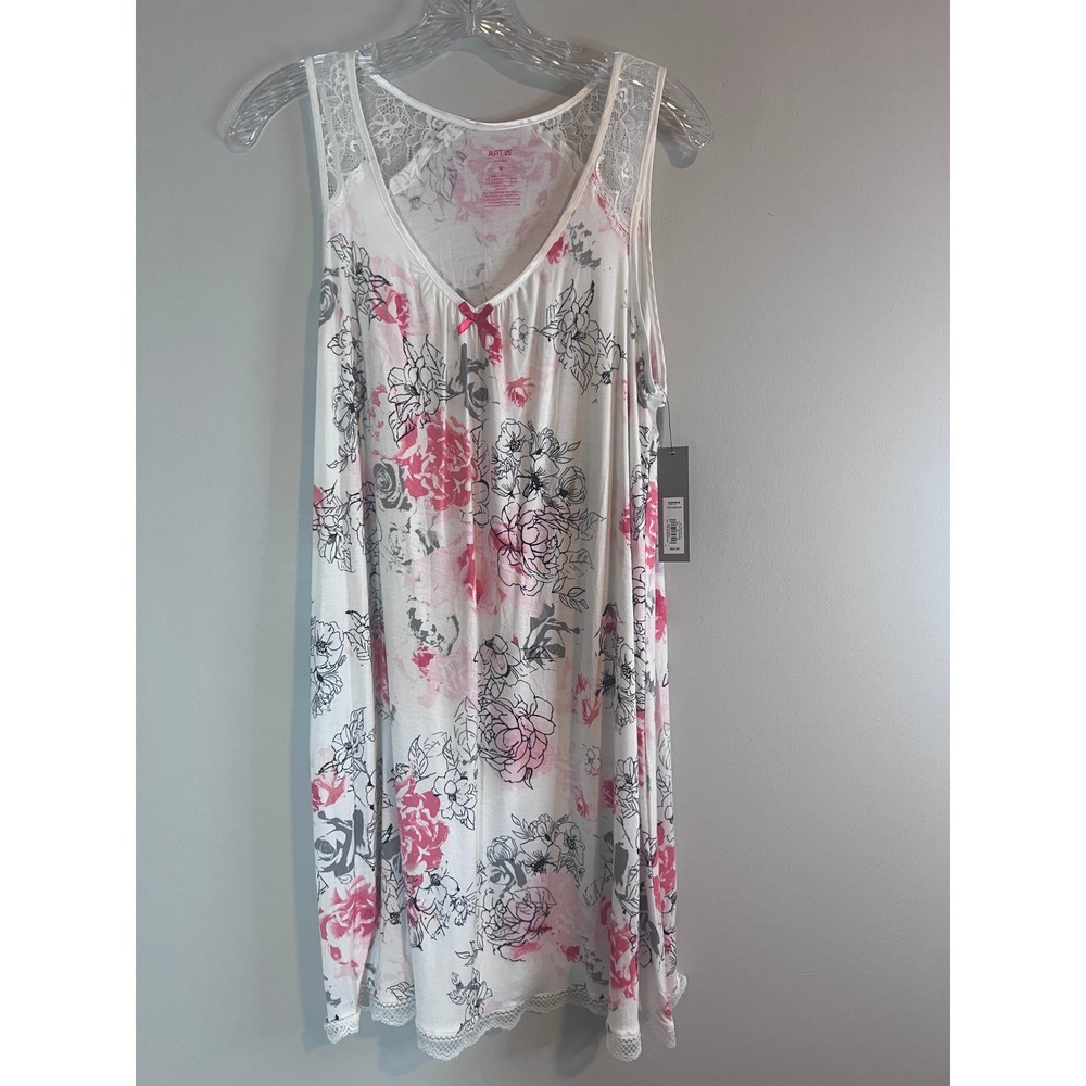 Apt 9 Intimates Floral Lace Yoke Chemise Nightgown White Pink ZA71C004RP Medium
